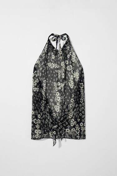 HAUT À ENCOLURE AMÉRICAINE EN SOIE KATE MOSS X ZARA - Imprimée de Zara - Image 2