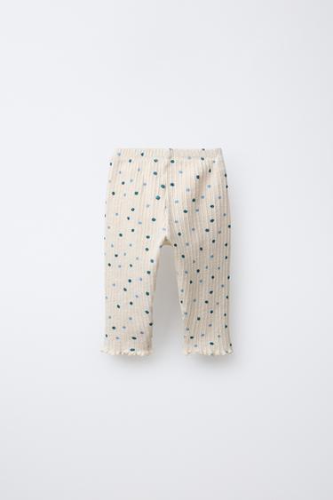 LEGGING STRUCTURE FLEURS - Écru / Bleu de Zara - Image 1