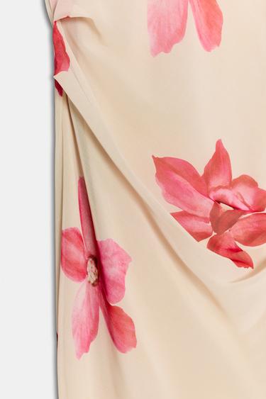 ROBE MI-LONGUE DRAPÉE À FLEURS - unique de Zara - Image 6