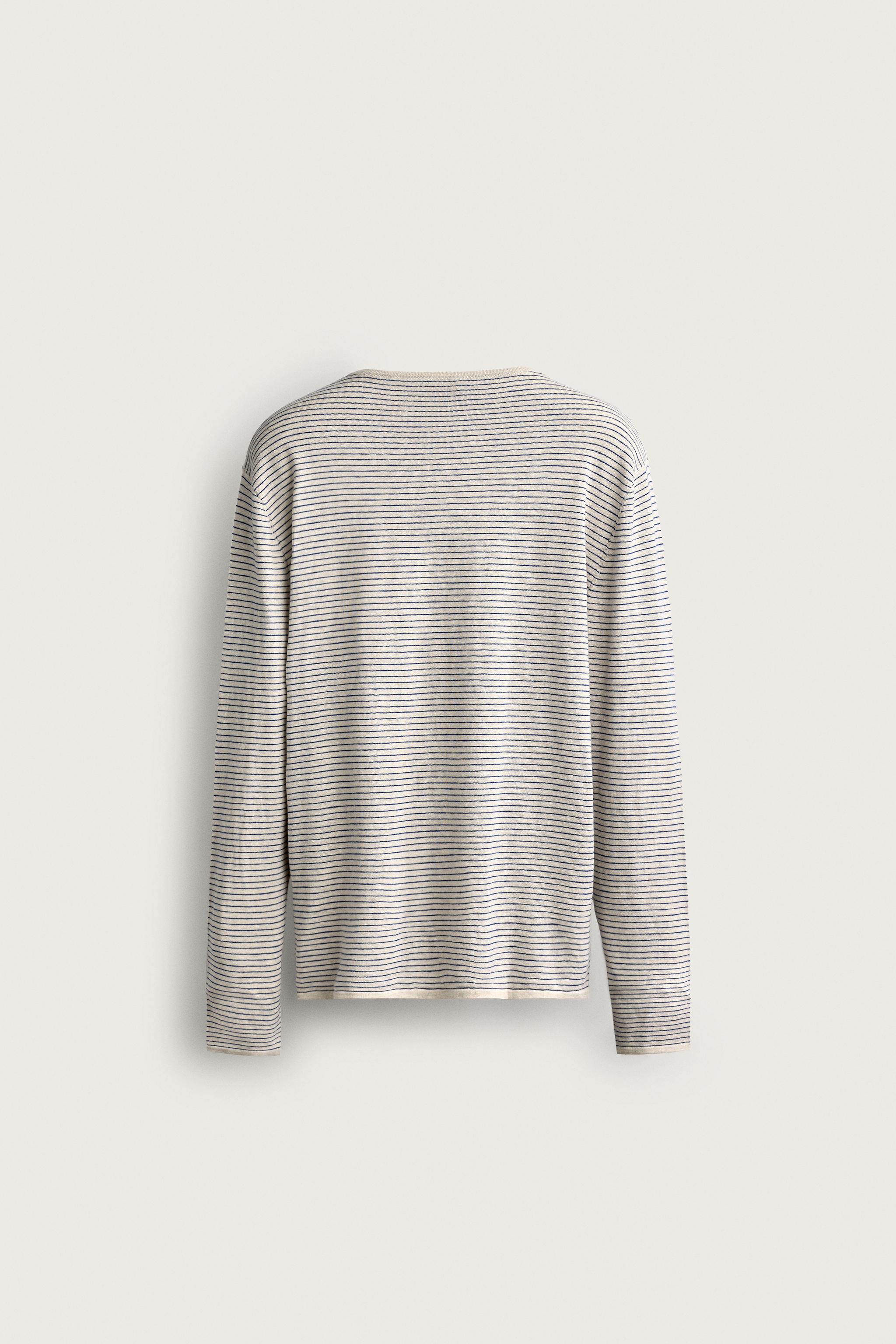 Мужские свитеры Zara LIGHTWEIGHT JACQUARD STRIPED SWEATER — фото 8