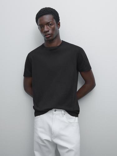 Zara 100% mercerised cotton T-shirt - Black
