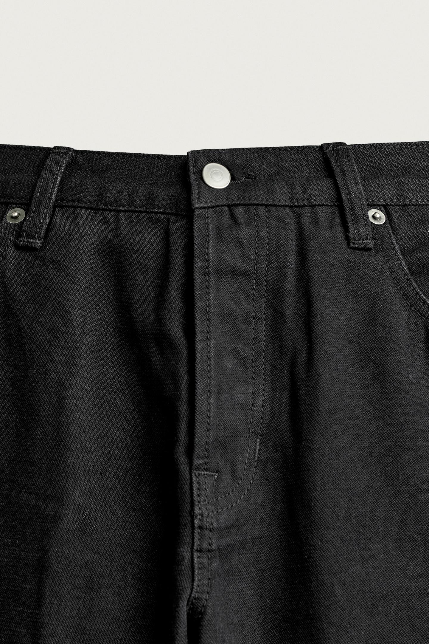 Мужские джинсы Zara Low-Rise Slim Straight-Fit, цвет: Чёрный — фото 8