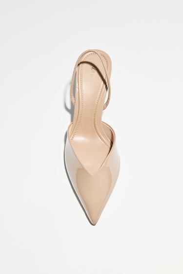 PATENT-EFFECT SLINGBACK HEELS - Beige by Zara