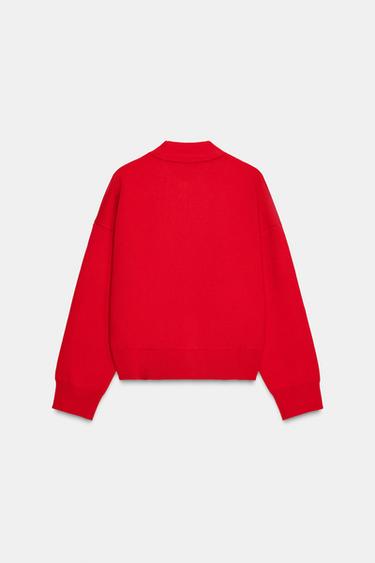 POLO EN MAILLE À POCHE - Rouge de Zara - Image 3