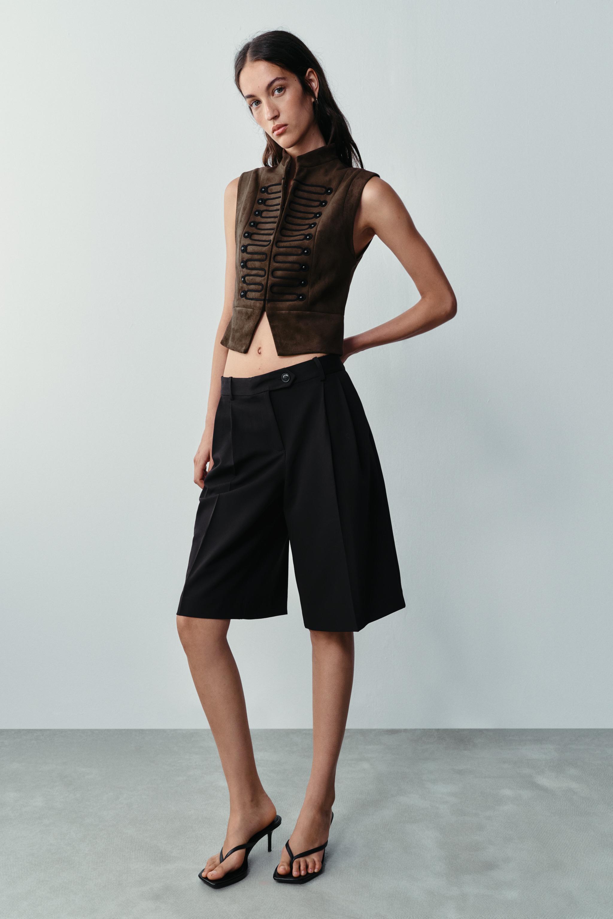 Zara FAUX SUEDE FROG FASTENING VEST