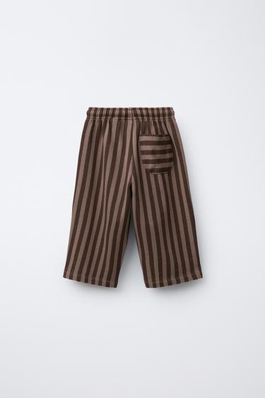 STRIPED STRAIGHT-LEG TROUSERS - Brown by Zara