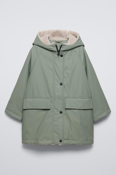 RUBBERISED FAUX FUR JACKET - Khaki by Zara
