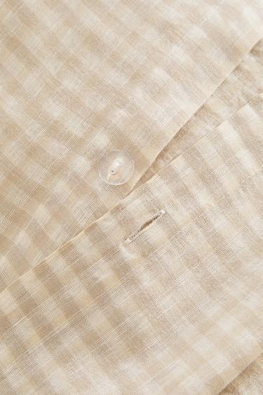 DYED THREAD CHECK DUVET COVER - Light beige by Zara