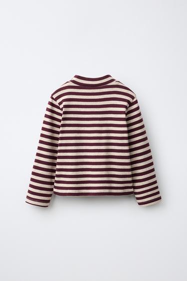 STRIPED BEAR PATCH SOFT TOUCH T-SHIRT — Burgundy 2