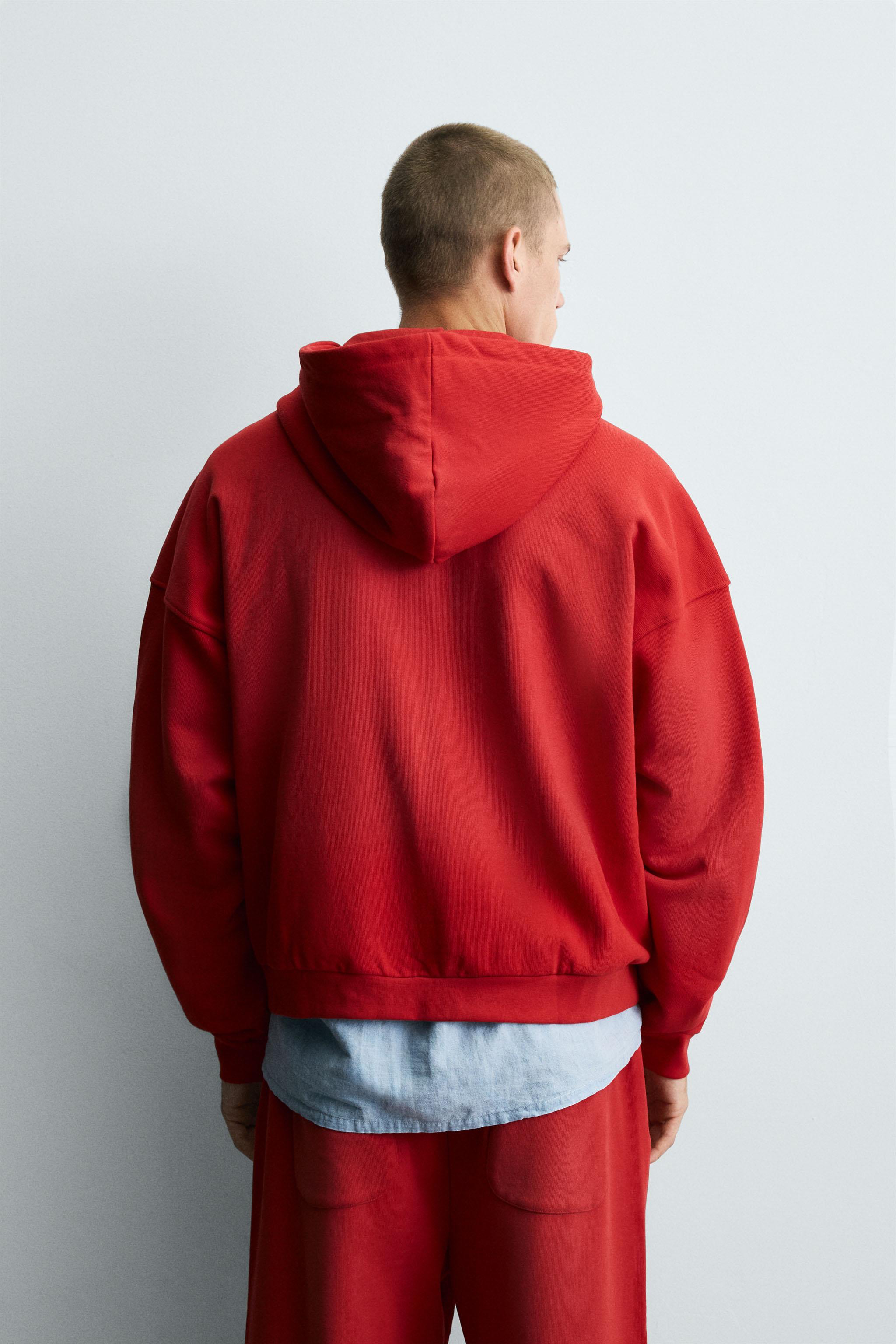 SPRAY WASH ZIP SWEATSHIRT - Red | ZARA United States SPRAY WASH ZIP SWEATSHIRT - Red | ZARA United States
