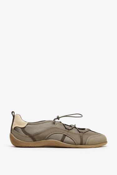 ELASTICATED SPORTY BALLERINAS - Green by Zara