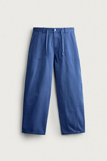 RELAXED STRAIGHT FIT GALTZAK LOKARRIADUNAK - Urdin bizia, Zara-rena