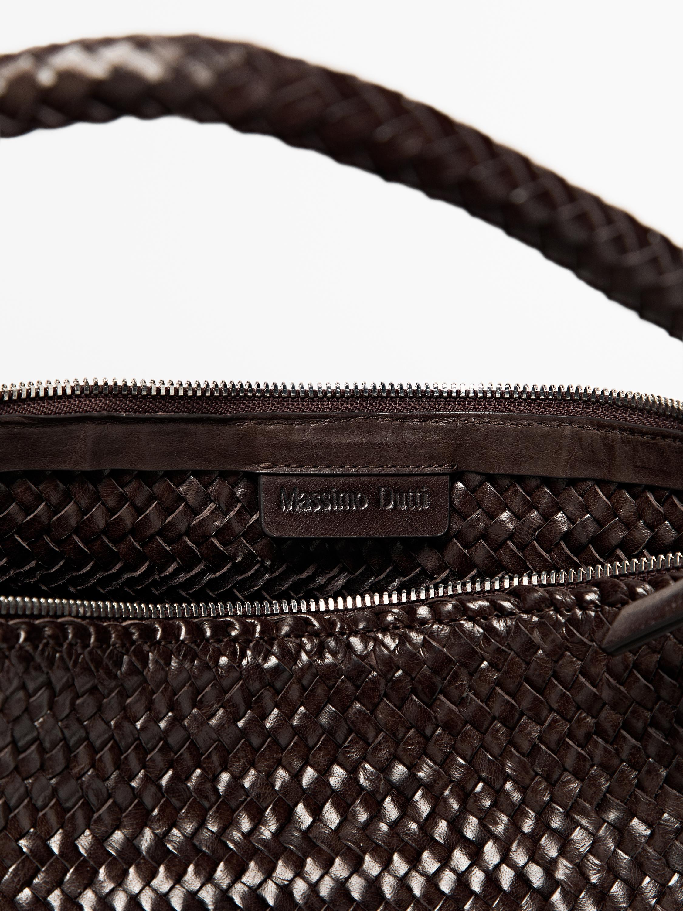 Nappa leather woven croissant bag