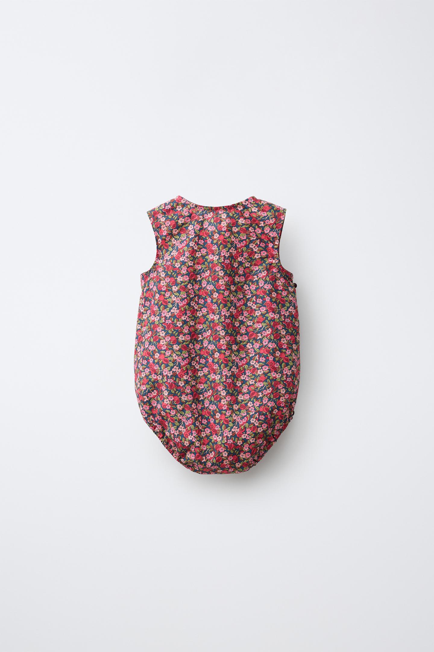 Детский комбинезон Zara Floral Print Romper Made with Liberty Fabric, цвет: Розовый — фото 2