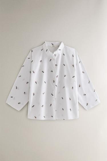 HEMD MIT BLUMENSTICKEREI - Weiß von Zara - Bild 0