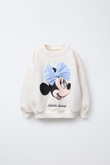 BLUZA Z KOKARDĄ I MYSZKĄ MINNIE © DISNEYA - Ecru Zara