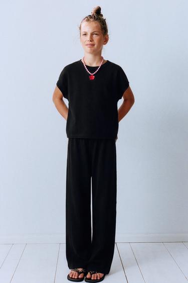 Zara WASHED EFFECT T-SHIRT AND BALLOON PANTS SET - Black