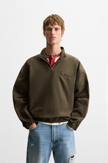 FADED QUARTER-ZIP JACKET - Brown by Zara