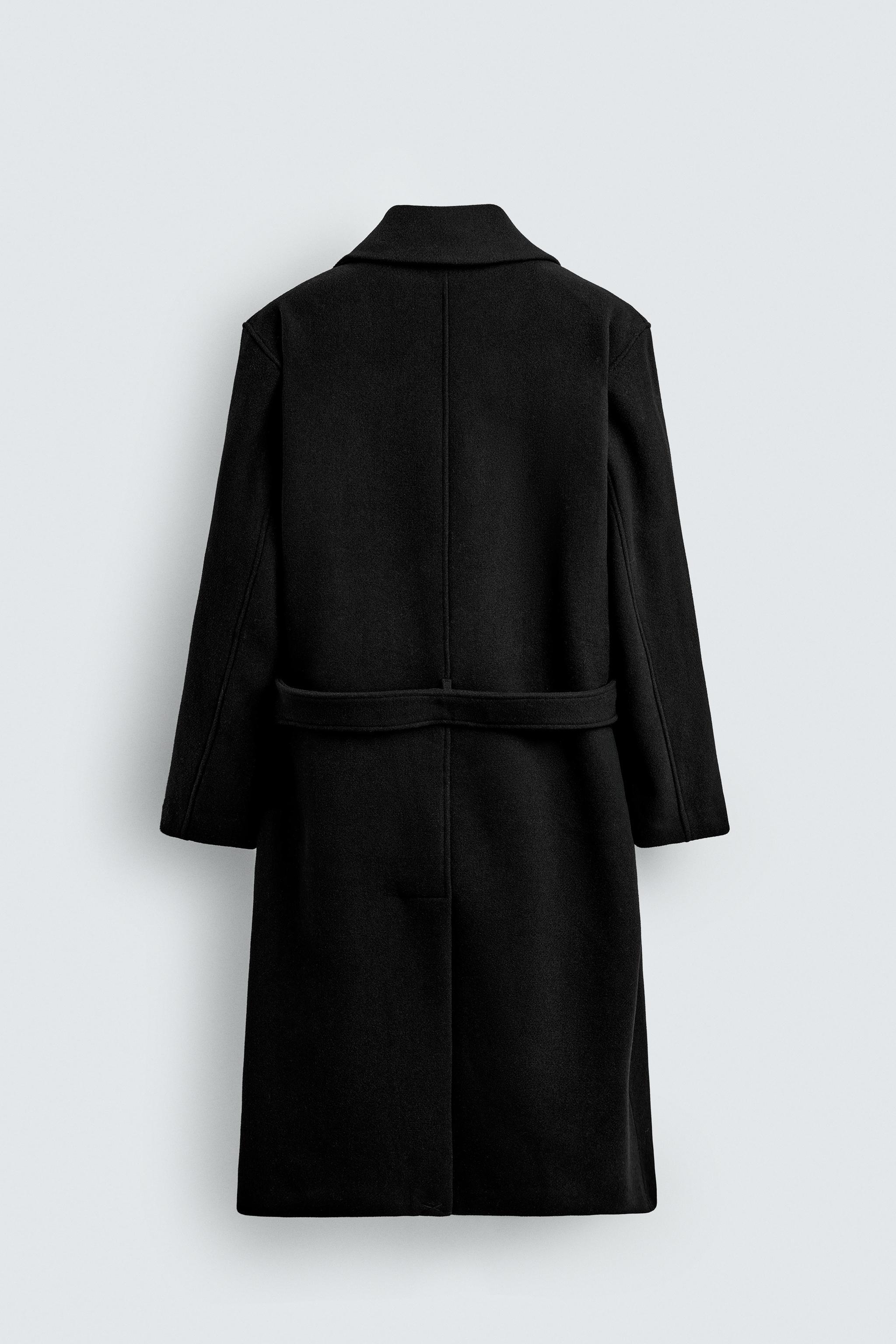 DOUBLE-BREASTED WOOL BLEND COAT WITH BELT