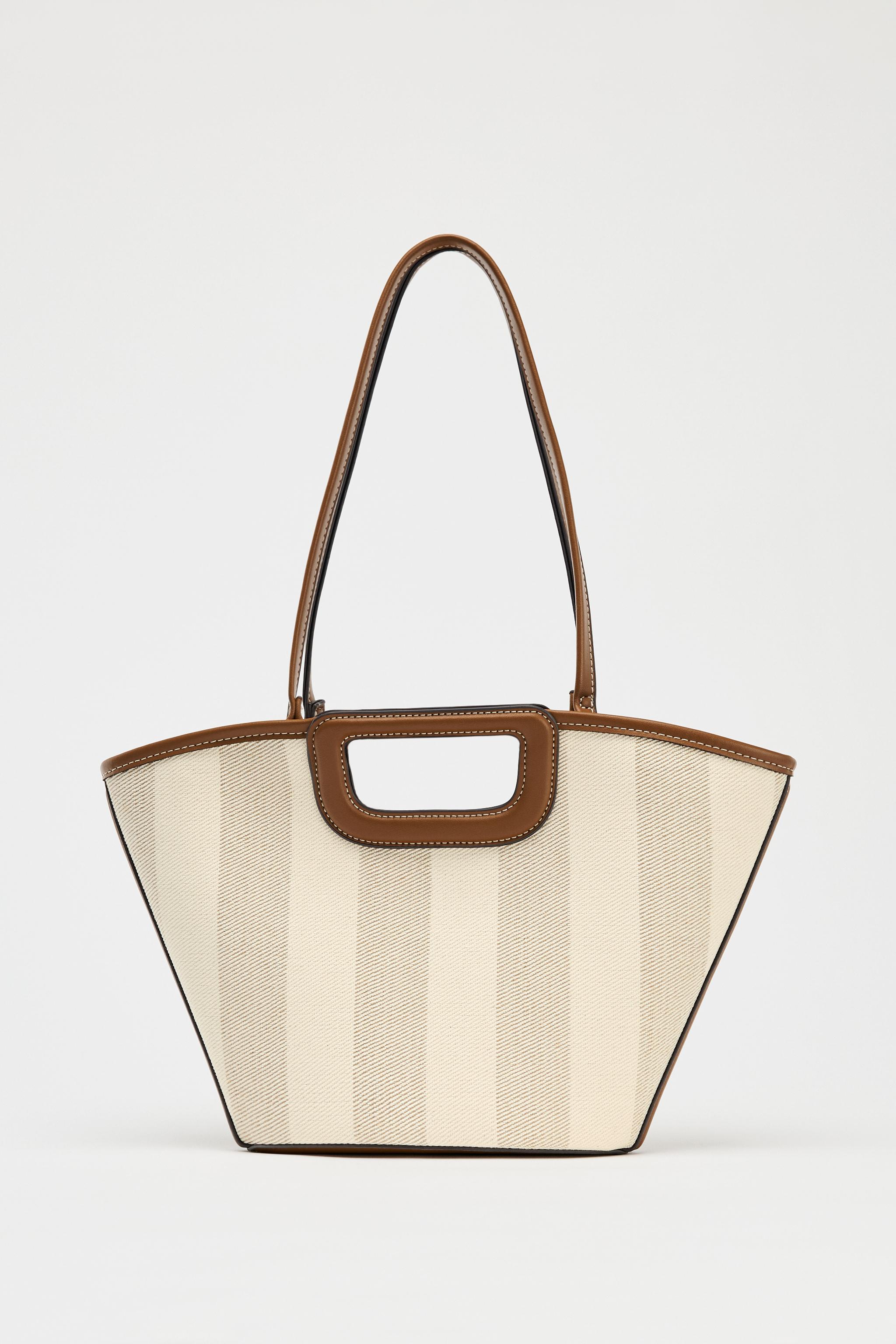 CANVAS TOPSTITCHED SHOPPER BAG
