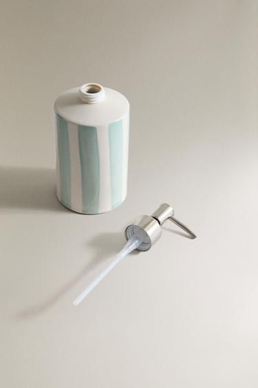 STRIPED CERAMIC SOAP DISPENSER - Blue/White by Zara - Image 3