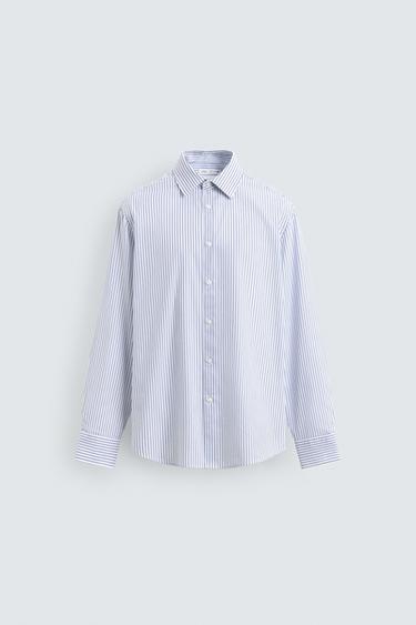 EASY CARE TEXTURED SHIRT - White / Navy by Zara