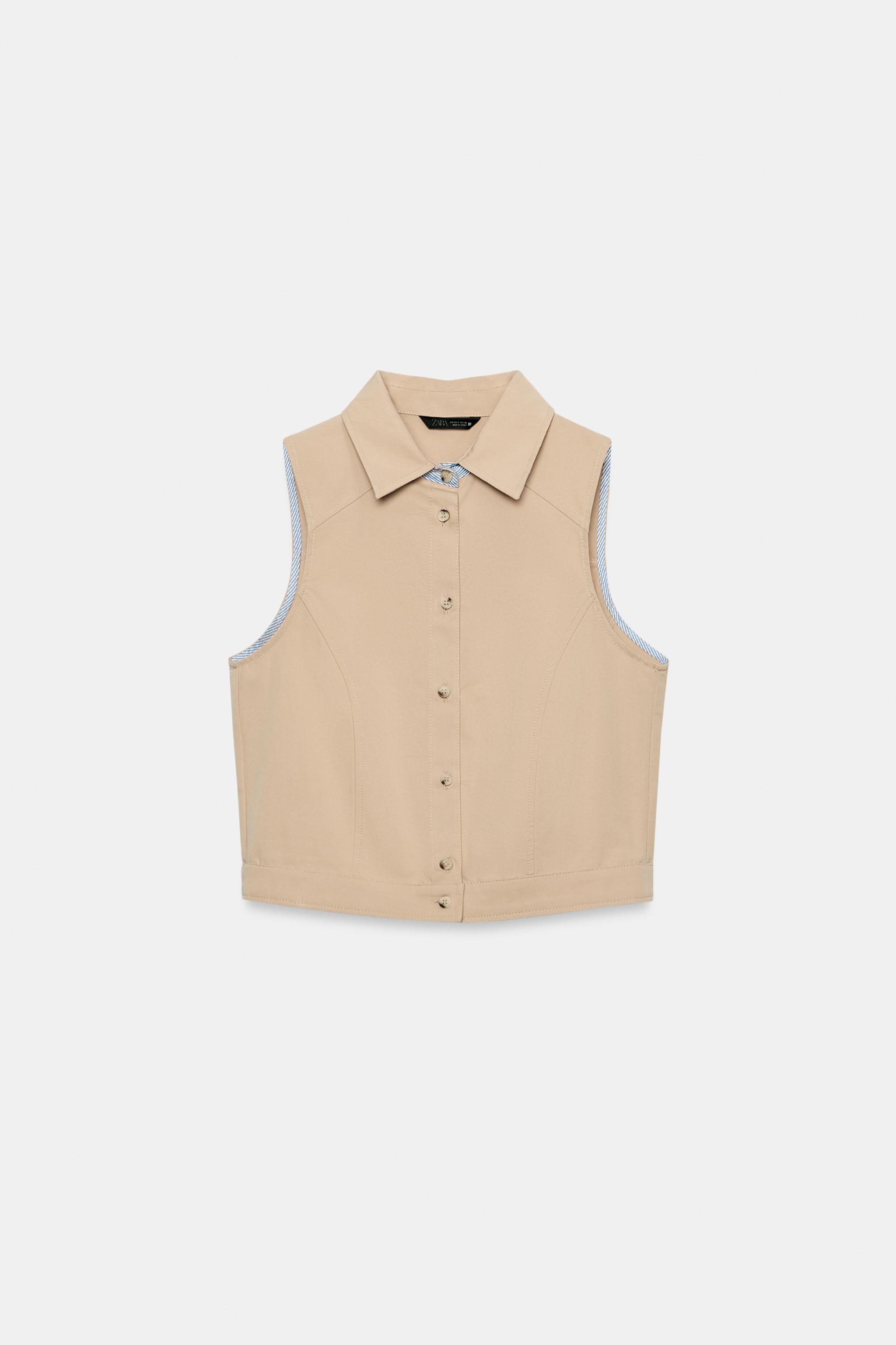 Женские рубашки Zara CONTRAST TRIM SHIRT TOP — фото 6