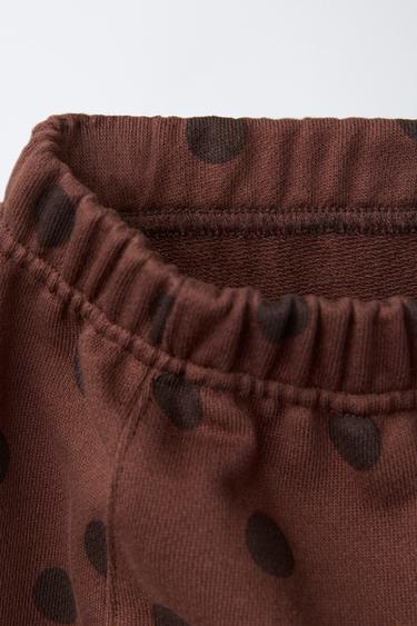 PANTALON EN MOLLETON BLOOMER À POIS - Marron de Zara - Image 2