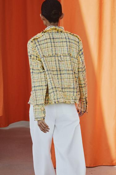 VESTE À CARREAUX TEXTURÉE ZW COLLECTION - Jaune de Zara - Image 2