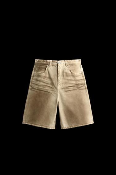 Zara WASHED PRINT BAGGY FIT BERMUDA SHORTS - taupe brown - Image 0