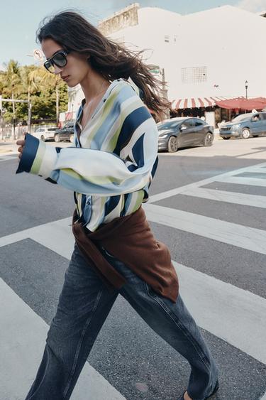 CHEMISE SATINÉE À RAYURES - Multicolore de Zara - Image 2