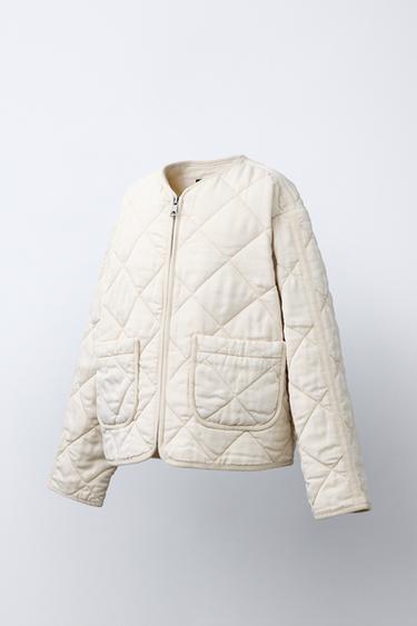 Zara ZIP PUFFER JACKET - Ecru