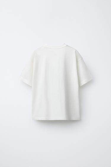 T-SHIRT À DESSIN FLOQUÉ - Blanc de Zara - Image 1