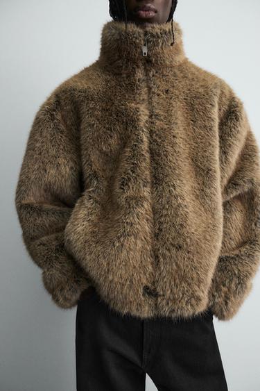 SHORT FAUX FUR COAT - Brown by Zara - Image 6