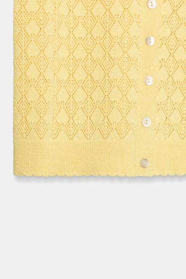 GILET POLO EN MAILLE À MANCHES COURTES - Jaune de Zara - Image 9