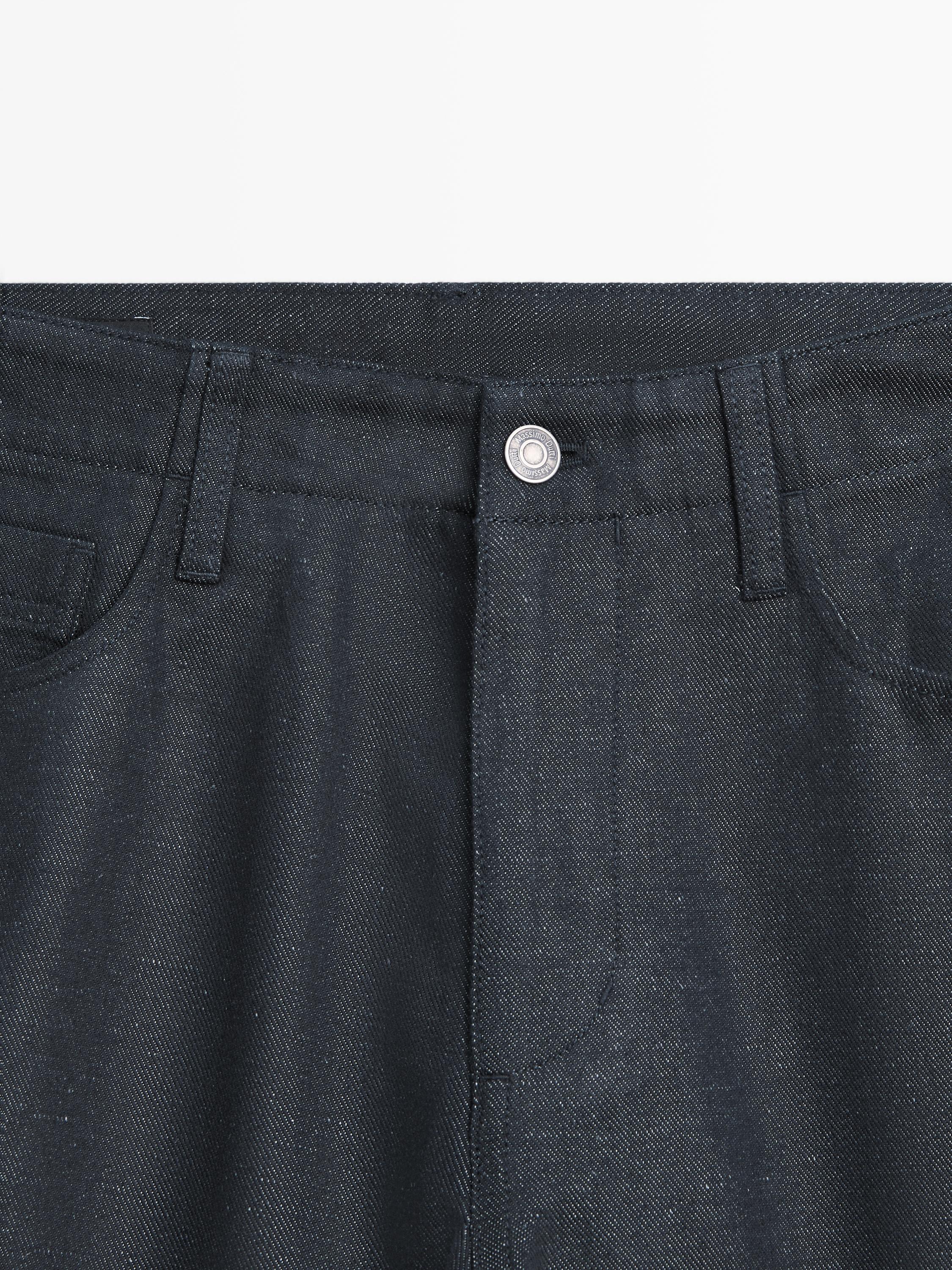 Pantalon cinq poches coton lin