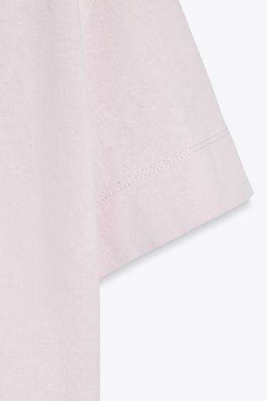 SHORT SLEEVE RUSTIC COTTON T-SHIRT - Chalk pink by Zara - Image 5