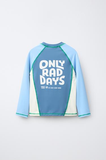 6-14 ANS/ T-SHIRT DE BAIN CONTRASTE LOGO - Bleu de Zara - Image 1