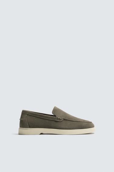 Zara CASUAL LEATHER LOAFERS - Green