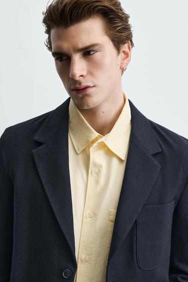 POCKET WOOL BLEND BLAZER - Navy blue by Zara - Image 4