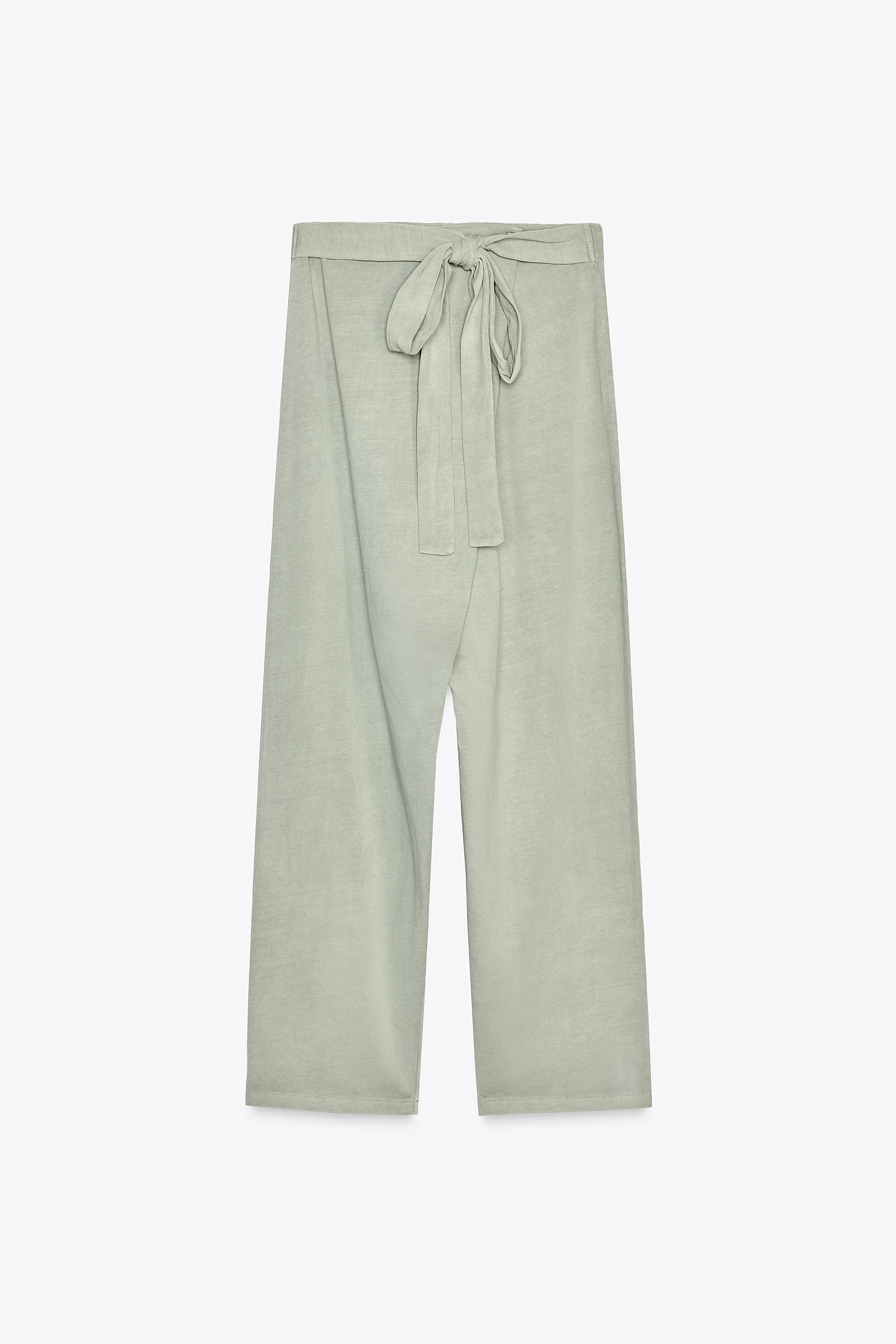 【ZARA】ウォッシュドパレオパンツ ブルー/グレー 4174/195/485 ウォッシュドパレオパンツ - グレーグリーン | ZARA Japan / 日本
