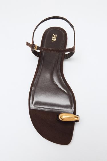 SANDALS WITH METAL DETAIL - Brown by Zara