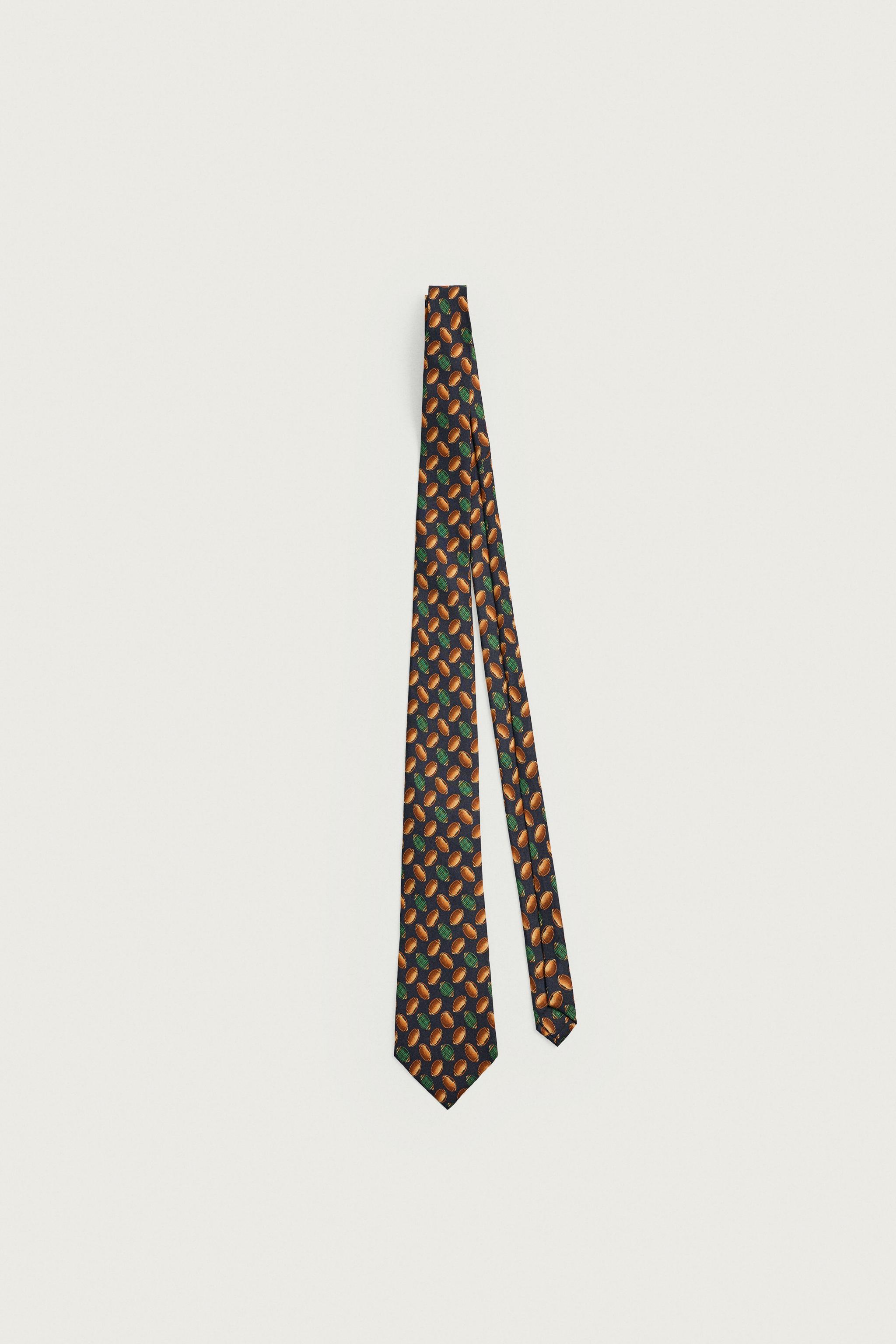 Мужские аксессуары Zara 100% SILK JACQUARD RUGBY TIE — фото 3