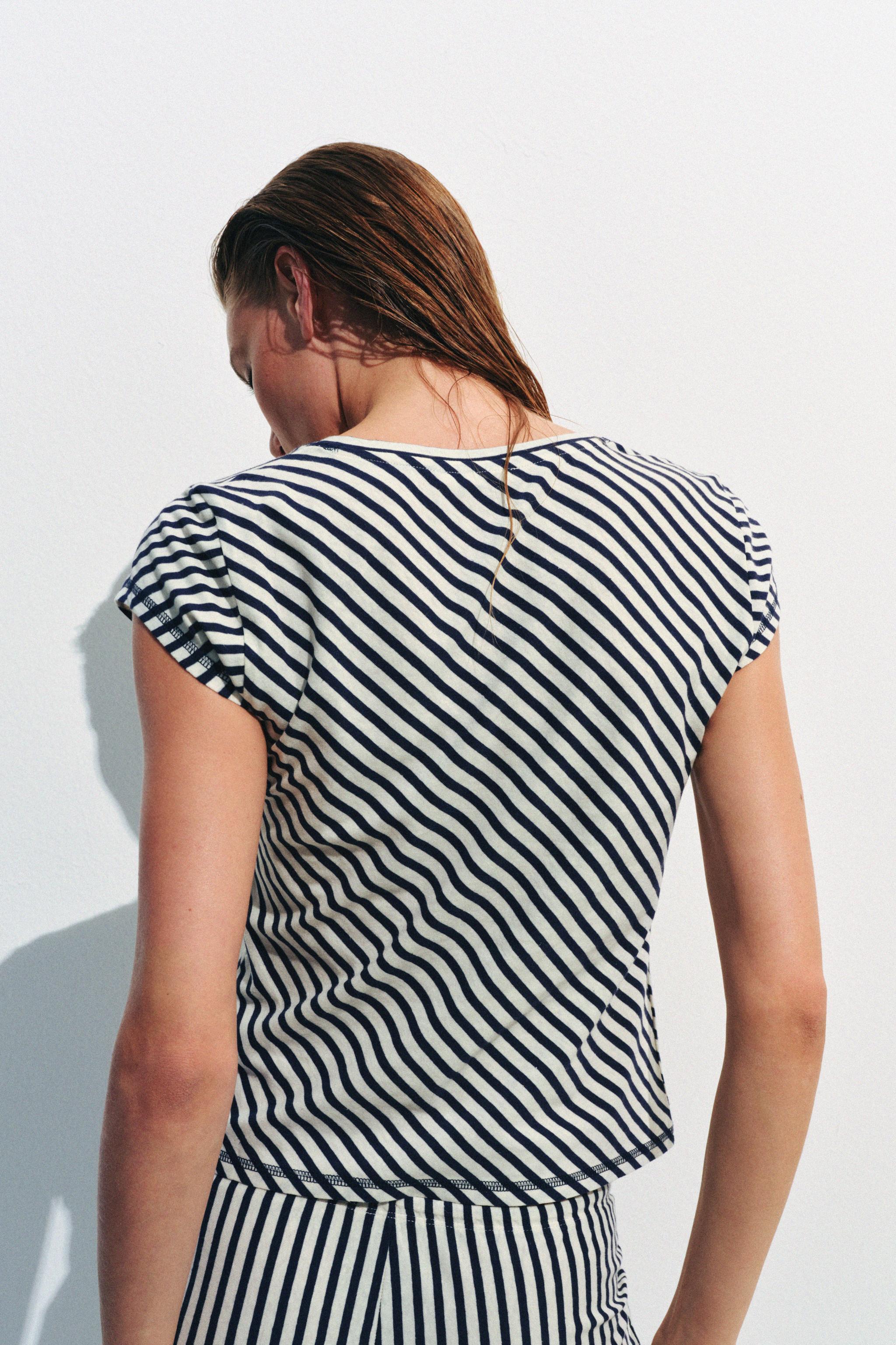 STRIPED LINEN BLEND T-SHIRT