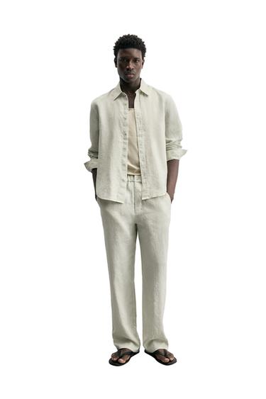 100% LINEN REGULAR FIT SHIRT - Sand by Zara - Image 0