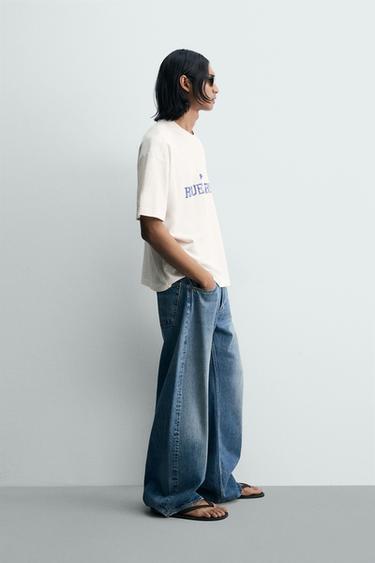 RELAXED FIT EMBROIDERED SLOGAN T-SHIRT - White by Zara - Image 3