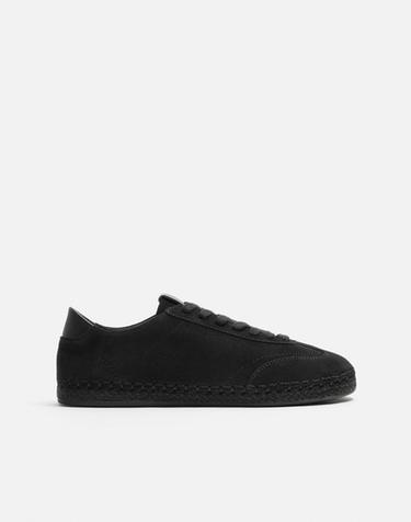 LEATHER AND JUTE SHOE - Black by Zara