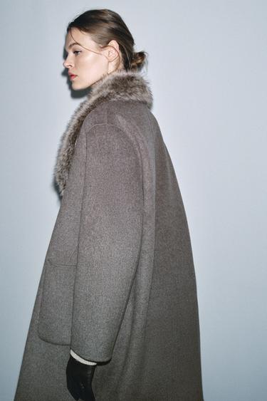 MANTEAU EN MÉLANGE DE LAINE ZW COLLECTION ÉDITION LIMITÉE - Gris taupe de Zara - Image 4