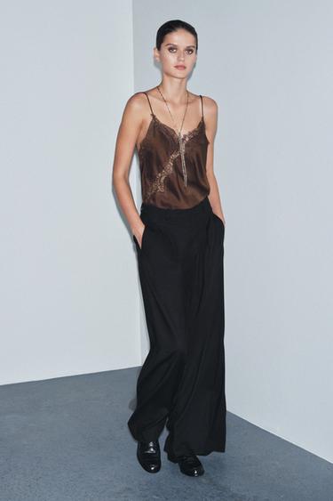 ZW COLLECTION WIDE-LEG TROUSERS WITH DARTS - Black by Zara