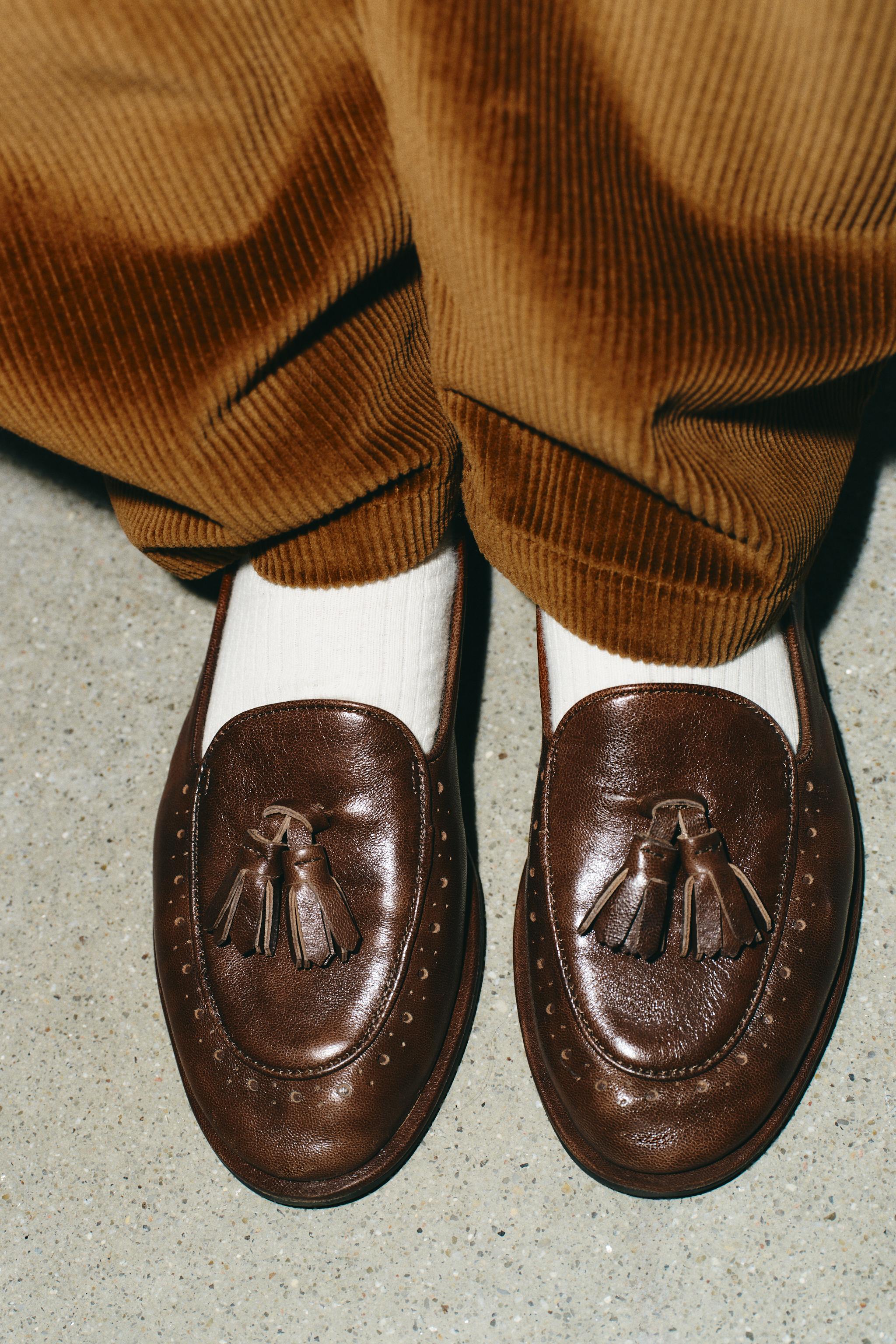 LEATHER TASSEL LOAFERS - Brown | ZARA United States